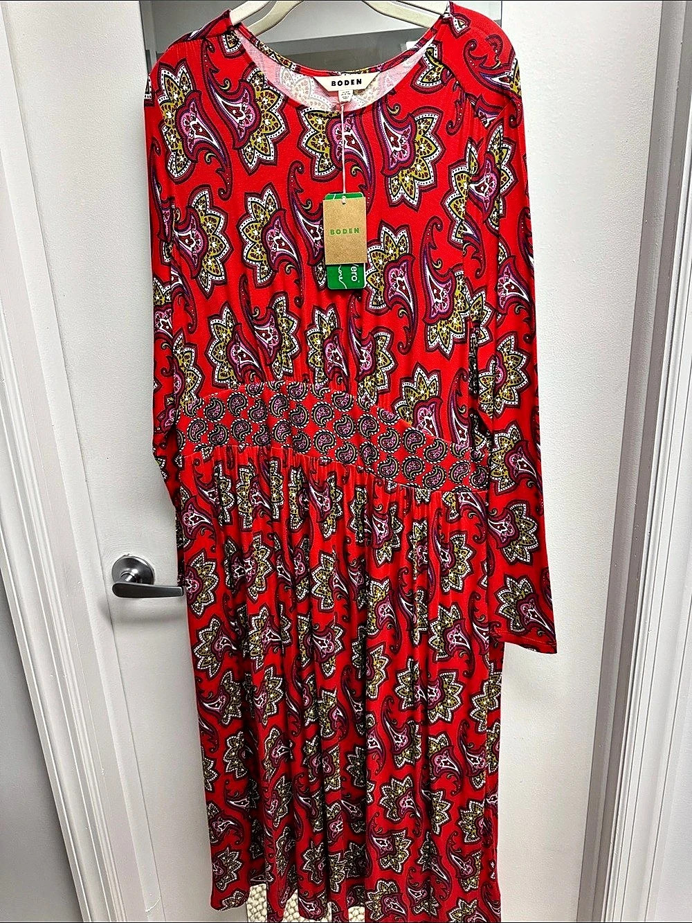 Boden Paisley Maxi Dress Red & Multicolor XL (18-20)